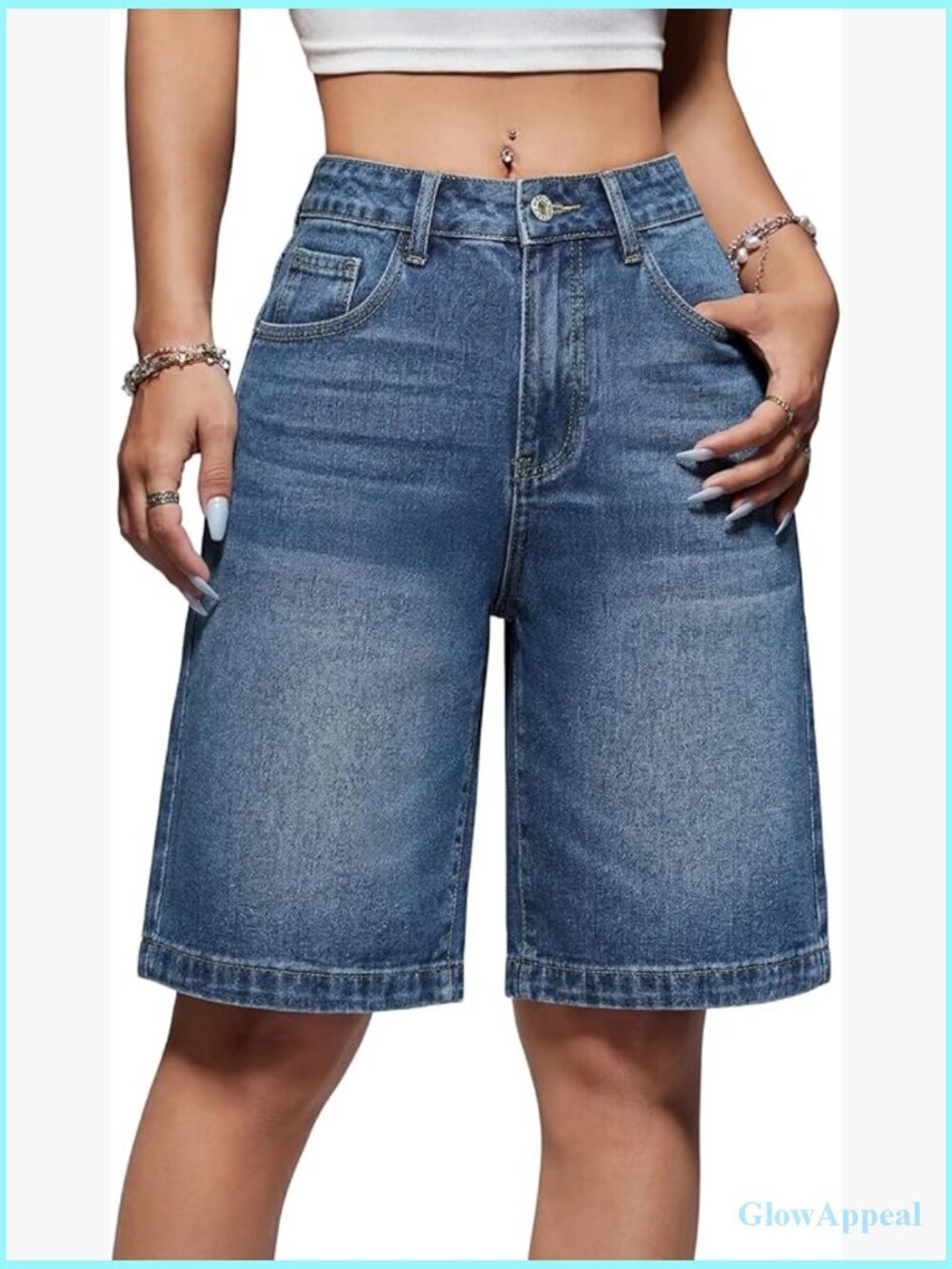 Women's Baggy Denim Jorts Bermuda Shorts High Waisted Y2K Streetwear